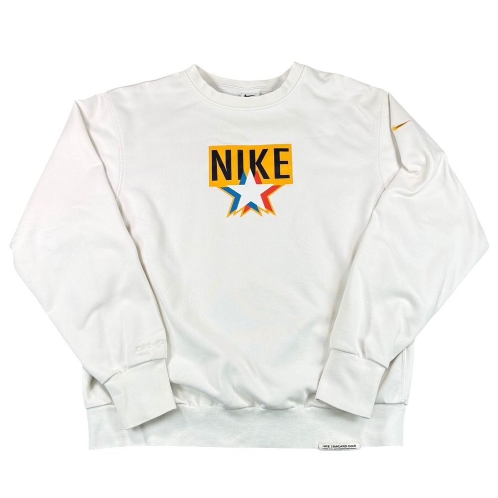 Nike Sweatshirt Mens M Standard Issue Dri-FIT White Graphic Star Pullover